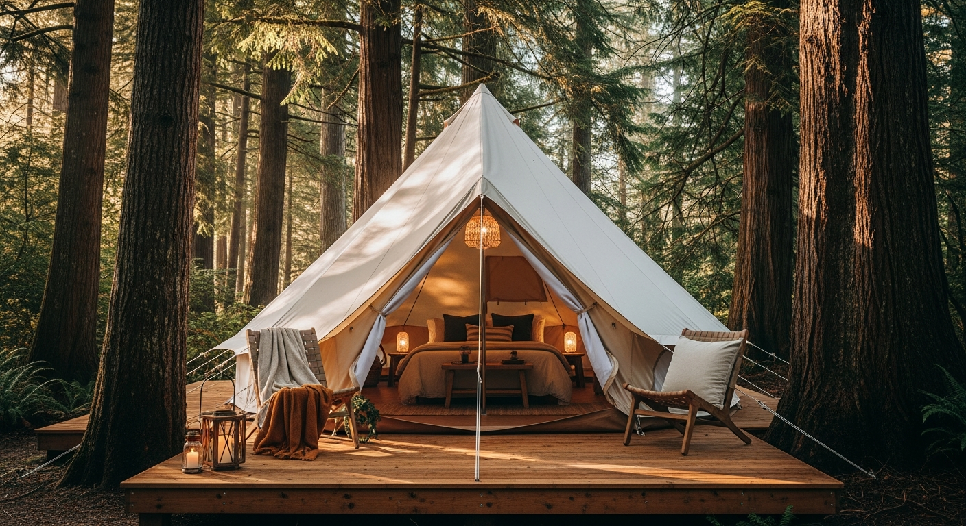 Tent cabin accommodation at Camp Denman