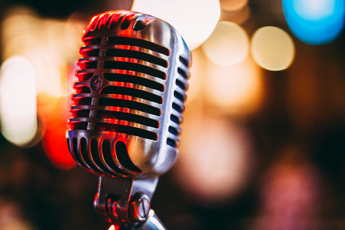 Close-up of a vintage microphone