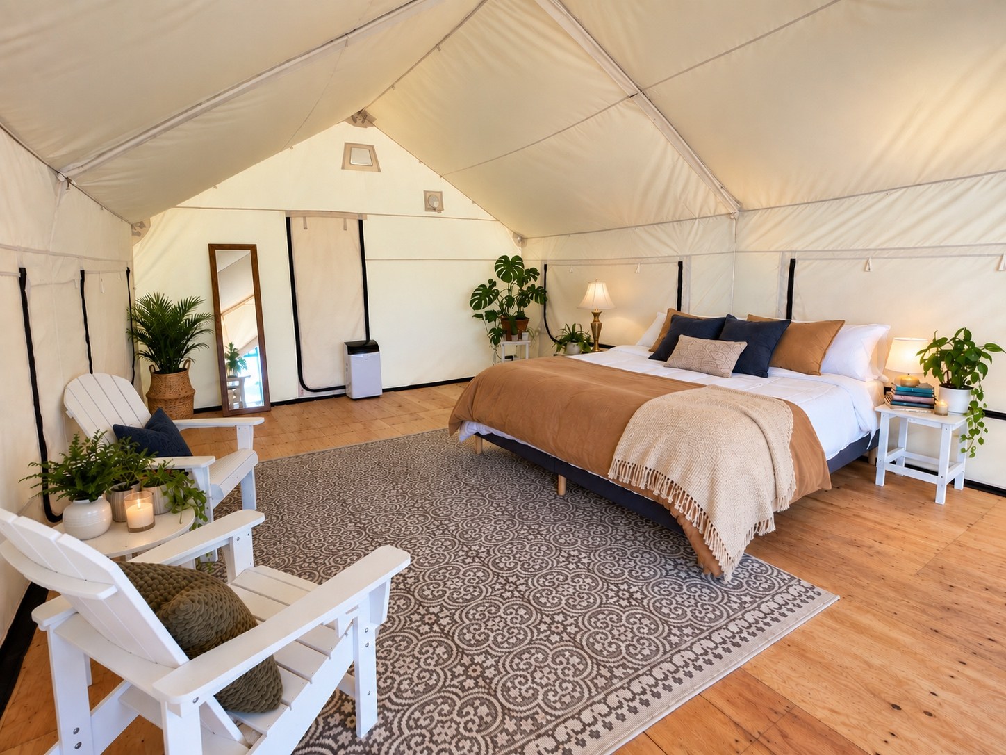 Inside the King tent at Camp Denman