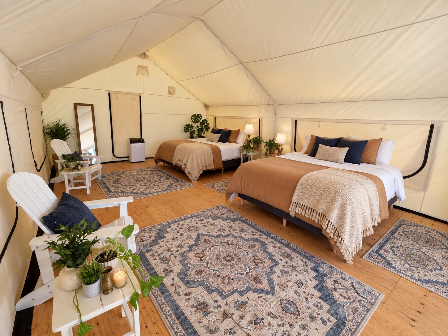 Inside the Two Queens tent at Camp Denman